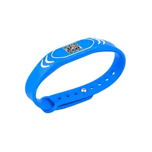 Full Color Printing Adjustable 13.56mhz NFC NTAG 213 Bracelet RFID Silicone Wristband With QR Code