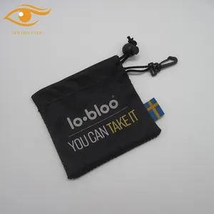 Bolsas de regalo pequeñas personalizadas con logotipo, bolsa de embalaje de microfibra suave, bolsa con cordón