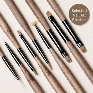 Wholesale Custom Japanese Style Wooden Handle <b>Capped</b> Nail Art Brush Set Liner Oval Hair for Nail 3D Carving Coloring Salon - Product Image 4
