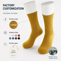 Chaussettes mi-mollet côtelées personnalisées avec logo imprimé double position sur le devant, en fil pailleté, tricot métallique brillant, style décontracté, OEM