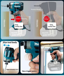 Destornillador Eléctrico Ergonómico Ligero, Equipo de Montaje para Espacios Reducidos, Mantenimiento, Atornillador de Impacto Inalámbrico <span class=keywords><strong>Makita</strong></span> de 18V con Batería de Iones de Litio - Product Image 5