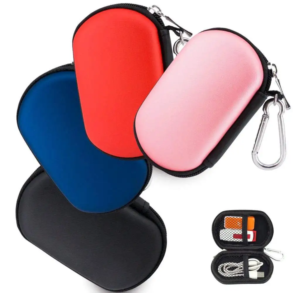 Cute custom hard carrying eva leather travel small earphone case with zipper