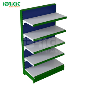 Highbright Blue & Green Two-Tone Adjustable Single Sided Supermarket Wall Shelving Solution - Product Image 1