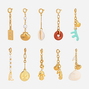 Pendentifs de mode unisexe en acier inoxydable, breloques connecteurs de boucles de bikini, formes de coquillages et d'animaux, accessoires de bijoux DIY - Product Image 1