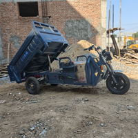 Triciclo Eléctrico de Carga Pesada para Construcción, Estructura Resistente, Carrocería Abierta, Triciclo de Carga de Alta Resistencia