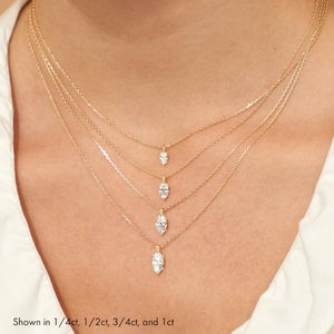 Collier vintage en diamant de laboratoire taille marquise, plaqué or 18 carats, 1 carat E VVS IGI, bijoux pour femmes - Product Image 4