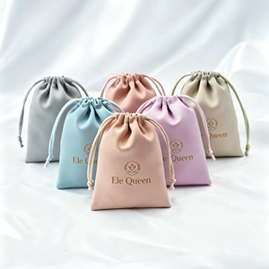 Luxury Satin Kraft Paper <b>String</b> <b>Bag</b> for Jewelry Customizable Logo Wedding Candy <b>Bag</b> for Necklace Display - Product Image 3