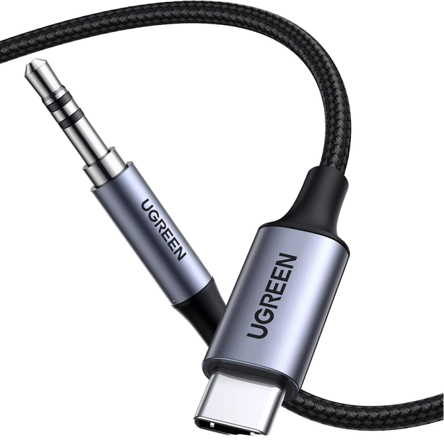 Ugreen USB-C 3.5mm Braided Shielding Audio Adapter Hi-Fi Stereo Cord Male-Male Car Cable for iPhone 17/16/15 Pro Max More Grey