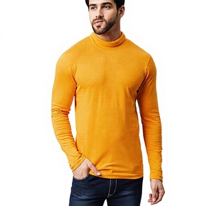 <b>Men's</b> O-Neck Long Sleeve Nonwoven Polyester 210g Solid Color Casual <b>Top</b> Blank Design Quick Dry Breathable Orange - Product Image 1