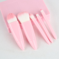 Ventes Flash Stock Ensemble de Pinceaux de Maquillage de Voyage 5 Pièces Mini Kit Complet Cosmétique avec Miroir Facile à Transporter