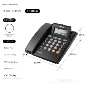 Téléphone fixe CORD042 pour bureau et domicile, sans batterie, écran d'affichage des appels réglable, noir - Product Image 3
