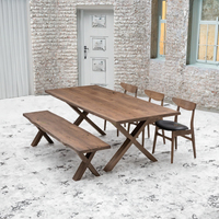 Table de ferme extensible et pliable en bois massif rustique traditionnel SAKAI pour l'extérieur, idéale pour banquets, mariages, repas, maison, hôtel, école