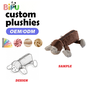 Fabricant de jouets en peluche, trousse à crayons personnalisée en peluche macaque, rembourrée de coton PP doux, sac à crayons animal en peluche, OEM, votre propre design - Product Image 3