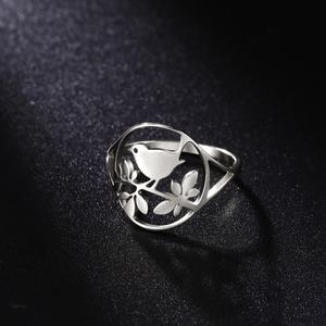 Vogel Verlaat Rvs Ringen Voor Vrouwen Meisje Sieraden Goud Kleur Dier Vingerringen Feest Verjaardagscadeau Trend - Product Image 4