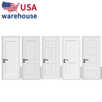 Porte intérieure pré-montée en bois à âme alvéolaire, moulurée, apprêtée blanche, style Shaker, à âme creuse, entrepôt USA