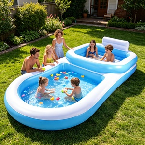 Piscina Familiar Inflable de PVC Reforzado, Piscina Plegable para Exteriores <span class=keywords><strong>con</strong></span> Toldo para Adultos y Niños, para Uso en el Patio del Hogar - Product Image 3