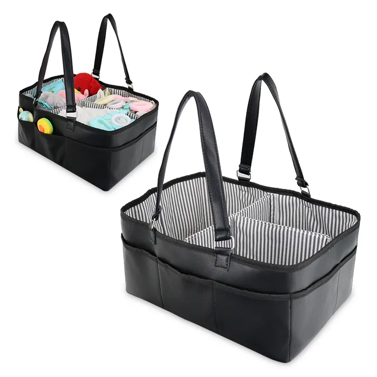 Meja ganti bayi tahan air dan pengatur mobil dengan pembagi kulit hitam dapat dilepas tas Caddy popok