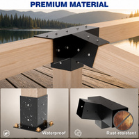 Kit de pergola avec supports à 4 voies et base de poteau pour cabane en bois extérieure, pour bois de 4x4 po (taille réelle 3,5x3,5 po), fabriqué en Chine