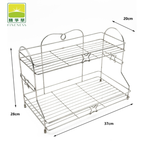 Estante de almacenamiento de doble capa de acero inoxidable 304, estante de drenaje de Metal para organización de cocina, estante de almacenamiento de platos de condimentos Doble - Product Image 2