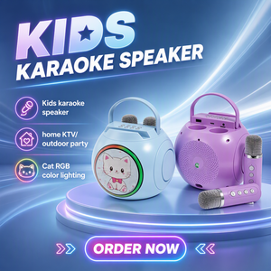 Altoparlante Portatile per Bambini a Forma di Gatto con Doppio Microfono Wireless, Luci RGB e Modificatore di Voce, Regalo per Feste di Compleanno - Product Image 1