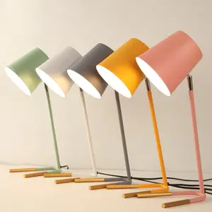 Nordic Macaroon Iron Macaron Cover Art Design lámpara de mesa de soporte ajustable simple para sala de lectura dormitorio mesita de noche sala de estudio
