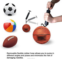 Pompe à air manuelle portable pour ballons de sport, vente chaude en gros d'usine, avec tuyau en caoutchouc de 8 cm et aiguille de gonflage