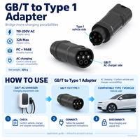 Nouvel adaptateur de charge pour véhicules électriques Xiaochong GB/T vers Type 1, 32A 7KW, convertisseur de prise et de prise secteur pour connecteurs standard chinois vers SAE J1772