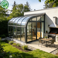 Solárium de Cristal para Patio, Invernadero, Estructura de Aluminio, Techo Curvo