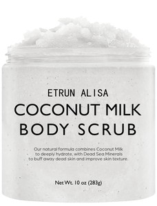 Gommage corporel au lait de coco hydratant et exfoliant pour le corps, le visage, les mains et les pieds - Combat les vergetures, les ridules et les rides - Product Image 1