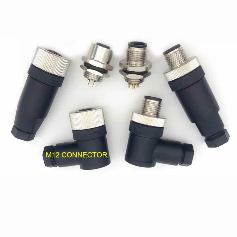ip67 connector m12 panel mount socket 3 4 5 8 pin cable wire circular m12 a code female waterproof sensor connector cable
