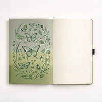 Carnet personnalisé à couverture rigide en PU avec motif papillon, élastique et pages pointillées – Idéal comme cadeau de papeterie