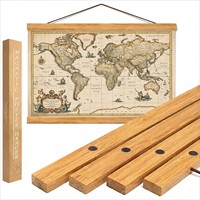 Kit Premium de Rieles de Madera para Colgar Pósters, Exhibición de Pergaminos en Pared para Mapas del Mundo, Impresiones Artísticas en Lienzo y Decoración Moderna para el Hogar