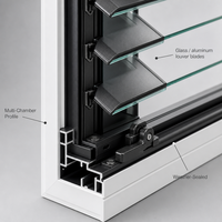Fenêtre à persiennes en aluminium au design moderne et innovant, avec ventilation réglable et volets en verre pour projets de construction