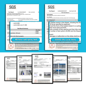 Glissières de tiroir dissimulées à fermeture amortie, à ouverture par poussée, à trois sections, à <span class=keywords><strong>rail</strong></span> télescopique dissimulé - Product Image 4