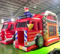 Fabricant professionnel de châteaux gonflables sur mesure, thème lutte contre les incendies, combo château gonflable et toboggan