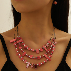 2024 joyería de moda amor coreano Rosa gargantilla con cuentas collares elegante <span class=keywords><strong>minimalista</strong></span> conjunto de joyería de mujer collares de joyería de moda - Product Image 5