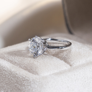 Bague de fiançailles Messi Jewelry MSR-1661 PT950, diamant de laboratoire taille ronde, design solitaire - Product Image 3