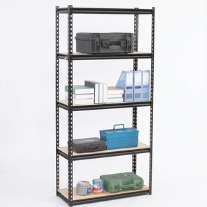 Light Heavy Duty 5 Layer Level Bolt Black Angle Iron Steel Metal 5 Tier Warehouse Storage <b>Racks</b> <b>Garage</b> Shelves Unit - Product Image 5