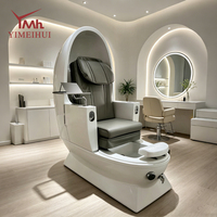 Fauteuil de pédicure spa en forme d'œuf, design luxueux entièrement fermé avec bassin pour les pieds intégré, équipement de salon de manucure