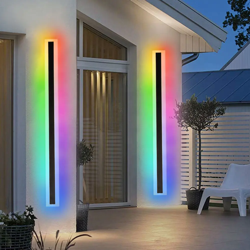Hofoled Garden Fence Villa Smart Outdoor Minimalist Linear Wall Light RGBW RGB Wall LED Light Multicolor for Wall Home Decorate