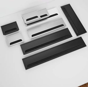 Passacavo in Lega di Alluminio con Chiusura Ammortizzata <span class=keywords><strong>e</strong></span> Coperchio a Ribalta per Gestione Cavi, Scatola Passacavi per Scrivania da Ufficio - Product Image 1