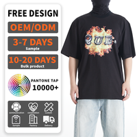 T-shirt décontracté pour homme, 100% coton, coupe ample et carrée, grammage lourd, motif gaufré, manches classiques, personnalisable avec impression en relief