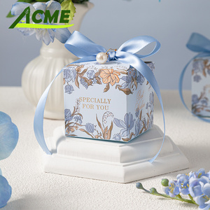 Boîte à dragées carrée écologique <span class=keywords><strong>pas</strong></span> chère pour <span class=keywords><strong>mariage</strong></span> et fête, avec ruban, petite boîte cadeau en gros - Product Image 5