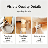 Arbre à chat multi-niveaux avec poteaux à gratter en sisal, lit rond en peluche pour chat, jouet à suspendre, tour pour chat beige, usine OEM ODM sur mesure
