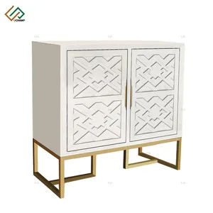Golden Wood Sideboard Buffet Cabinet Storage Luxury Console Credenza Buffet Table Modern Sideboard