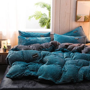 2024 New Arrival Modern Four-Piece Magic Velvet Quilt Cover Set Printed Coral Velvet Fall Winter Thickened <strong>Double</strong>-Sided <strong>Bedding</strong> - Product Image 5