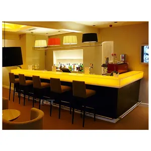 豪华设计L形半透明石材家居迷你夜总会餐厅LED酒吧台