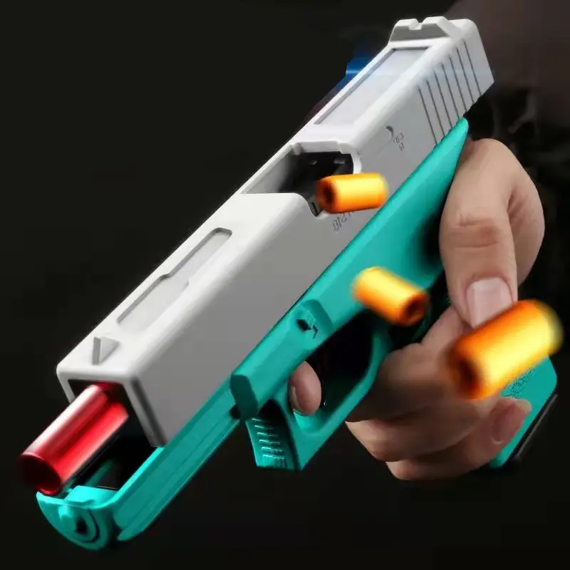 Glock 수 꺼내기 쉘 발사 버스트 장난감 총 어린이 자동 다시로드 빈 매달려 부드러운 총알 총
