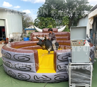 EASYFUN Peralatan Hiburan Rodeo Banteng Mekanik Tiup Mewah Berbahan Bulu Sapi Asli yang Dapat Disesuaikan untuk Pabrik Penyewaan