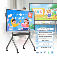 Écran plat interactif Android 16 de 75 pouces, tableau blanc intelligent 4K avec fonction tactile IR pour l'enseignement scolaire et les réunions